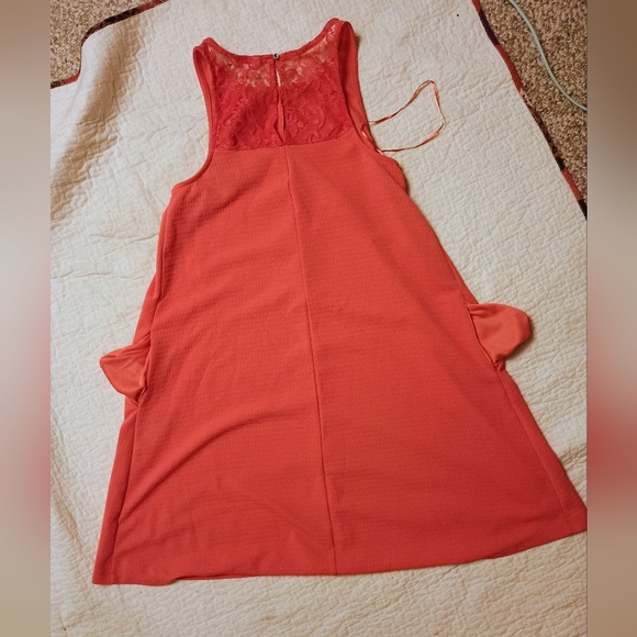 Candie's Pink A line Lace Dress With Pockets - Picture 3 of 3